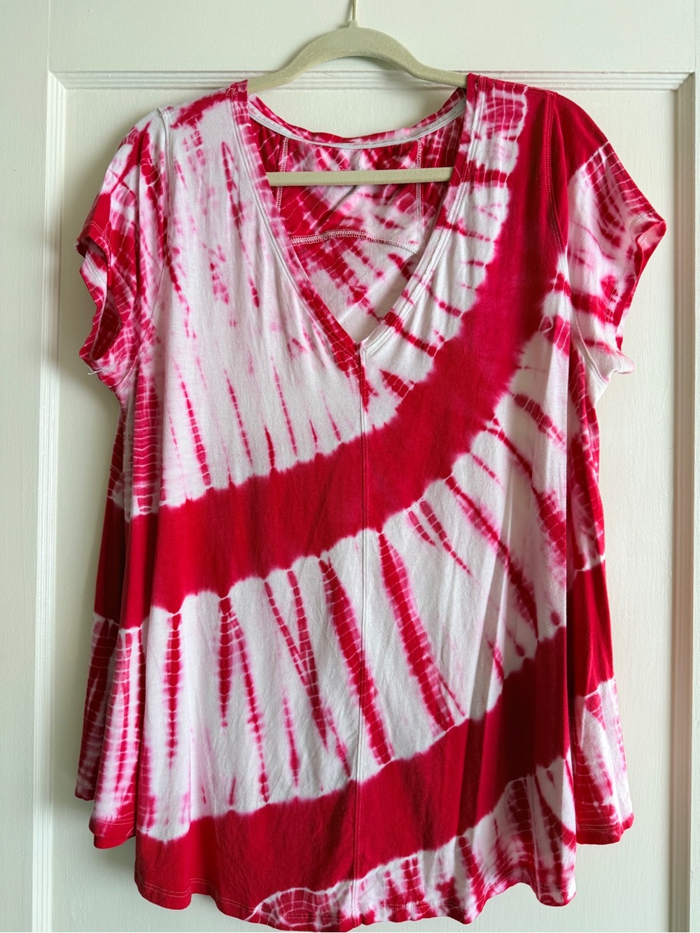 Calvin Klein Red & White Tie-Dye V-Neck Tunic